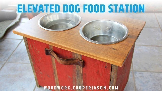 'DIY Elevated Dog Bowl Station with extra Food Storage'