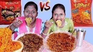 'SPICY KOREAN NOODLES VS INDIAN NOODLES EATING CHALLENGE  IN TAMIL FOODIES DIVYA vs ANUSHYA'