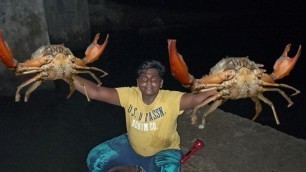 'இரவு நேரத்தில் ஆற்று நண்டு வேட்டை|Crab Hunting at River|Small Boy Suppu|Village Food Safari'