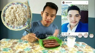 '2 pm spicy noodles n chicken spicy sausages ||birthday wishes ||Nepali mukbang ||Sachin vlogs'