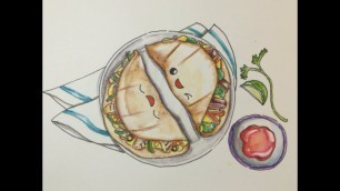 'How To Draw Kawaii (かわいい | 可愛い) Quesadillas |  (Step by Step Easy)'