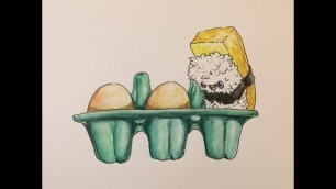 'How To Draw Kawaii (かわいい | 可愛い) Tamago Nigiri Sushi | (Step by Step Easy)'