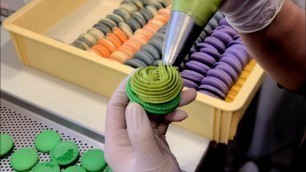 'Handmade Macaron Making(Milk,Caramel,Lotus,Matcha,Choco,Vanilla) - Korean street food'