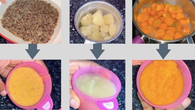 '3 Baby food recipes || 6 to 9 months baby food || Healthy & yummy baby food'