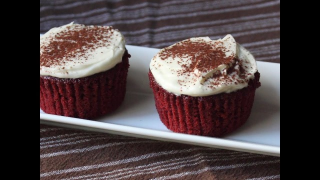 'Red Velvet Cupcakes Recipe - How to Make Red Velvet Cupcakes with Cream Cheese Frosting'