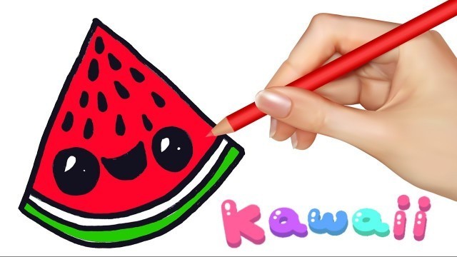 'Kawaii Food - How to Draw Food - Watermelon Slice - simplekidscrafts'