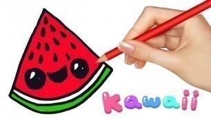 'Kawaii Food - How to Draw Food - Watermelon Slice - simplekidscrafts'