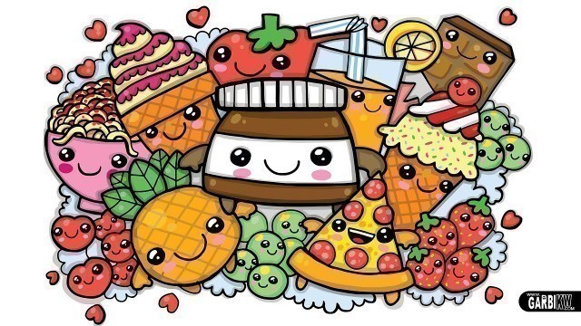 'Colouring a cute Nutella and Kawaii Food - cute Graffiti by Garbi KW'