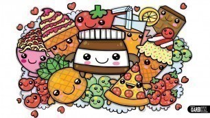 'Colouring a cute Nutella and Kawaii Food - cute Graffiti by Garbi KW'