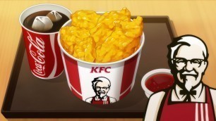 'KFC Fried chicken / KFC 순살 프라이드 치킨 애니 먹방 / animation mukbang'