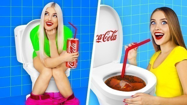 'REAL FOOD VS  COCA COLA FOOD CHALLENGE || Eating Cola Food For 24 Hours by RATATA'