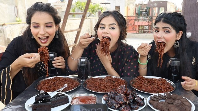 'Black Food Eating Challenge | Maggi, Momos We Finished in 4 Minutes | Food Challenge | Black Food'