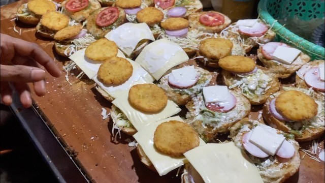 'Super Fast Guptaji Burger Wala | Crunchy Fried Buns Burger  | Indian Street Food'