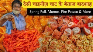 'Desi Indian Chinese Food || Pasta, Chaap, Spring Roll, Fries & More || Delhi Street Food'