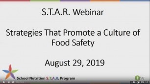 'STAR Strategies That Promote a Culture of Food Safety - August 2019'