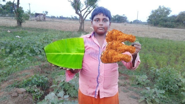 'Banana LEAF CHICKEN FRY prepared by small boy suppu/VILLAGE FOOD SAFARI'