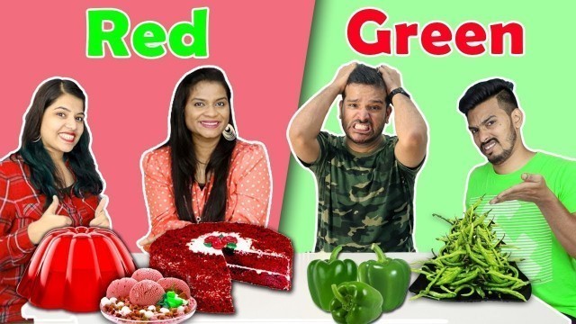 'RED Vs GREEN Food Eating Challenge | Red Vs GREEN Food Eating Competition | Hungry Birds'