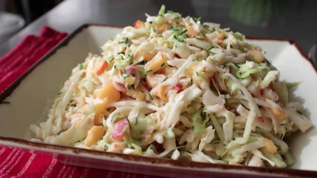 'Spicy Peach Coleslaw Recipe - Summer Peach and Cabbage Salad'