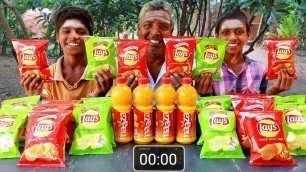 '20 PACK LAYS & 2 LITRE MAAZA CHALLENGE | FOOD EATING COMPETITION | VILLAGE EATING CHALLENGE'