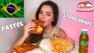 'ASMR COMIDAS BRASILEIRAS STROGONOFF & PASTEL MUKBANG *BRAZILIAN FOOD* EATING SOUNDS (PTBR)'