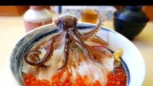 'Japanese Street Food - DANCING SQUID SASHIMI Hakodate Japan Seafood'