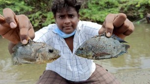 'Fish Hunting at Drain|வலை போட்டு வாய்க்காலில் மீன் வேட்டை|Village fish hunting|Village Food Safari'