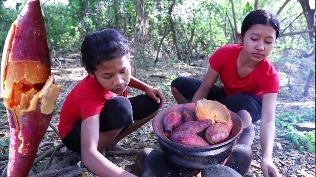 'Yummy yam dessert for Dinner - Cook Potatoes dessert and Eating delicious'