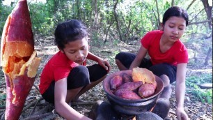 'Yummy yam dessert for Dinner - Cook Potatoes dessert and Eating delicious'