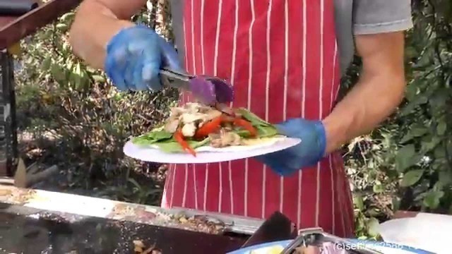 'London Street Food. Preparing a Tasty Tapioca Wrap. Brazilian Food'