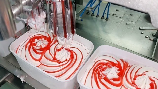 'Ice Cream Filling Machines Inside The Ice Cream Production Factory'