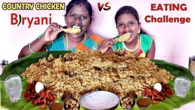 'COUNTRY CHICKEN BIRYANI EATING COMPETITION IN TAMIL FOODIES DIVYA vs ANUSHYA || Biryani Challenge'