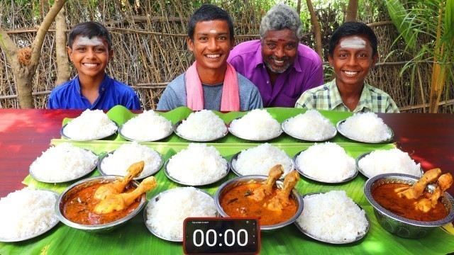 '15 PLATE WHITE RICE EATING | CHICKEN LEG PIECE GRAVY CHALLENGE | VILLAGE BOYS EATING COMPETITION'