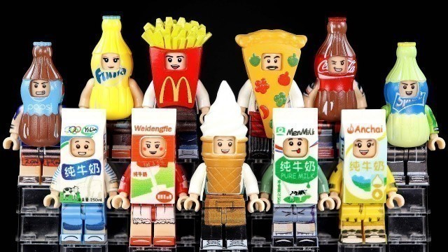 'LEGO Food & Beverage Mascots Pizza French Fries Guy Milk & Softdrinks Unofficial Minifigures'