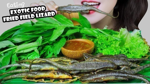 'ASMR FRIED FIELD LIZARD | EXOTIC FOOD EATING SOUNDS | LINH-ASMR'