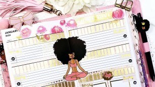 'DOLLAR TREE PLANNER Plan With Me PINK AND GOLD Food Diary Planner Spread'