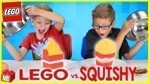 'SQUISHY FOOD vs. LEGO FOOD CHALLENGE!! JUMBO SQUISHIES and Custom Lego Food!'