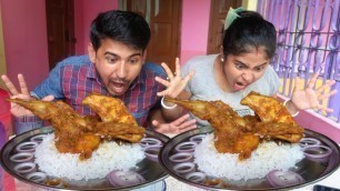 'Full Murgi Masala Fried+Rice Eating Competition || Chicken Fried Recipe || Husband Wife Eating Show'