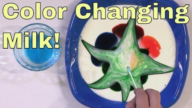 'Color Changing Milk - Science Experiment! - Milk + Food Coloring = Surface Tension Science Trick!'