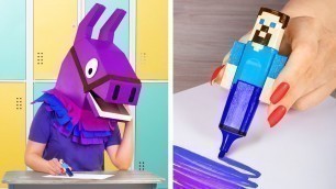 '9 DIY Fortnite College Supplies vs Minecraft College Supplies'