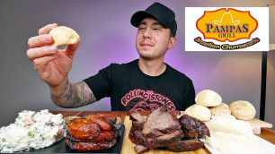 'EATING Brazilian Food + Picanha Steak + Cheese Bread + Potato Salad | Pampas Grill Mukbang'