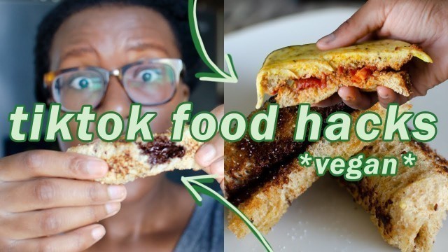 'Testing TIKTOK Food Hacks - how to make a vegan titktok egg sandwich! | veggieonpennies'