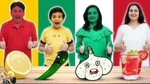 '1 COLOUR FOOD EATING Challenge | Red Green White Yellow food | Family Challenge | Aayu and Pihu Show'