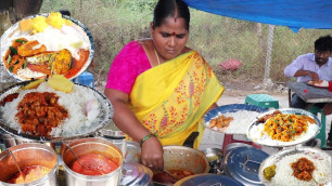 'Hardworking Amma Selling Unlimited Roadside Meals | Street Food India | Food Bandi'