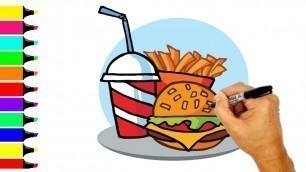 'How to draw FAST FOOD / Junk Food drawing step by step'