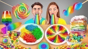 'RAINBOW FOOD CHALLENGE || Eating Everything Only In 1 Color For 24 Hours By 123 GO! CHALLENGE'