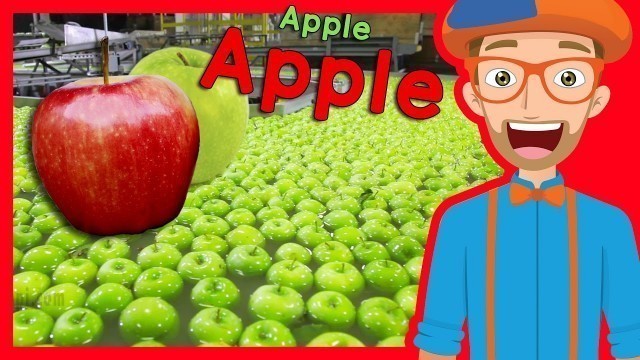 'Fruit for Kids with Blippi | Apple Fruit Factory Tour'