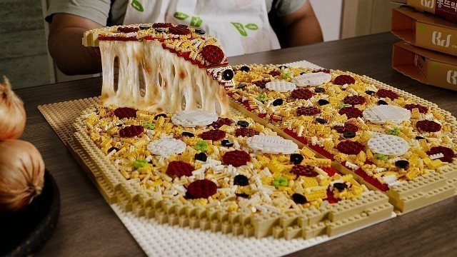 'Lego Large Pizza ( Remake )  - Lego In Real Life 10 / Stop Motion Cooking ＆ ASMR'