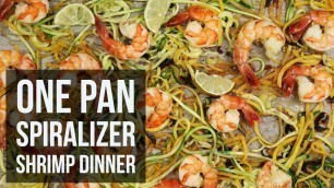 'One Pan Spiralizer Shrimp Dinner | Low Calorie Seafood Sheet Pan Dinner Recipe by Forkly'