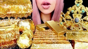 'ASMR Edible Gold Crown, Honeycomb, Chocolate Bars | Eating Sounds'