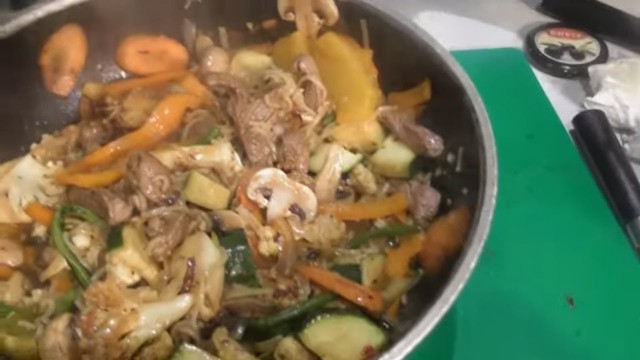 'Momma Cherri cooks with leftovers - Asian beef with noodles'